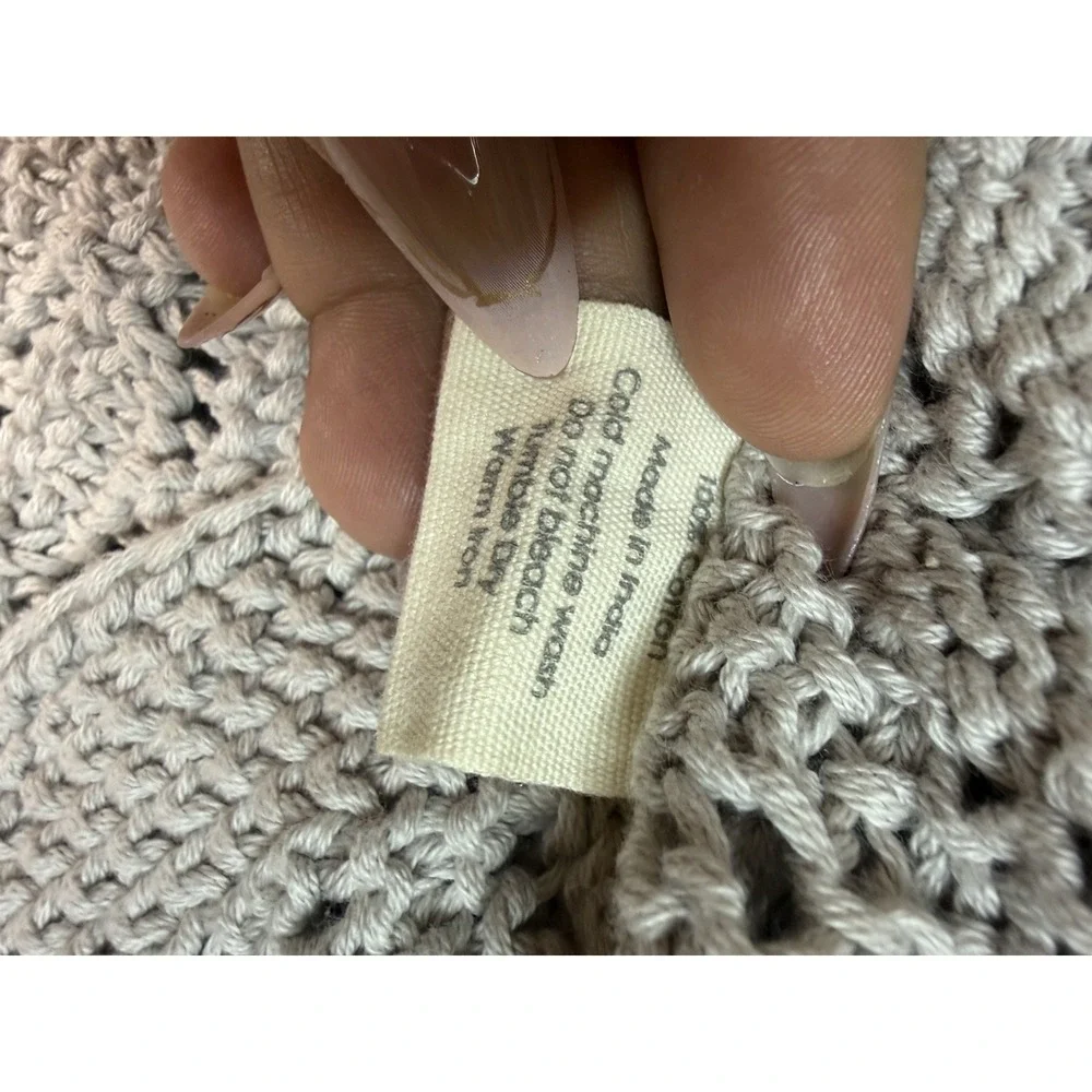 Alimore 100% Cotton Knitted Baby Blanket Taupe‎ Lace Knit 32x36 Soft Throw